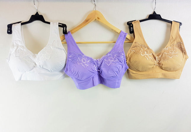 RHONDA SHEAR Women's #9210 Seamless Bra with Lace Detail Bra - CHOOSE COLOR BRA