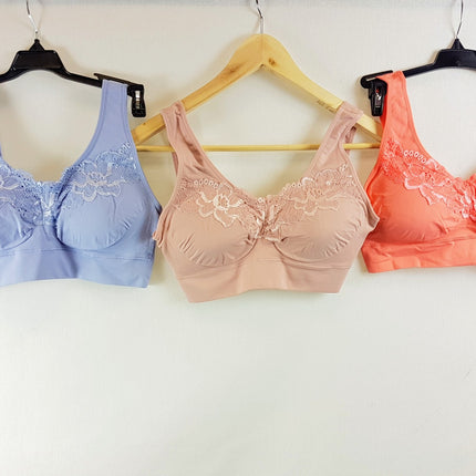 RHONDA SHEAR Women's #9210 Seamless Bra with Lace Detail Bra - CHOOSE COLOR BRA