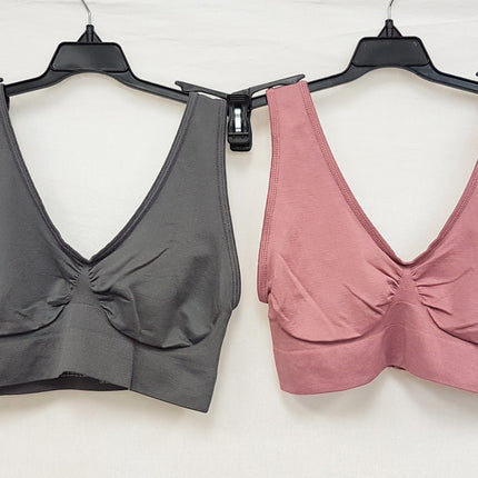 LOT OF 4 Rhonda Shear 9588 Ahh Seamless Leisure Bra, MAUVE, GREY, BLUE, MOCHA