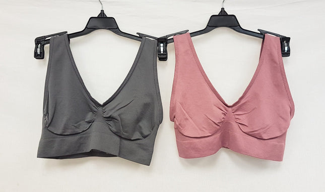 LOT OF 4 Rhonda Shear 9588 Ahh Seamless Leisure Bra, MAUVE, GREY, BLUE, MOCHA