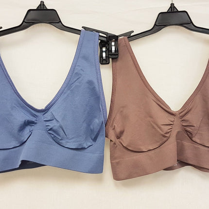 LOT OF 4 Rhonda Shear 9588 Ahh Seamless Leisure Bra, MAUVE, GREY, BLUE, MOCHA