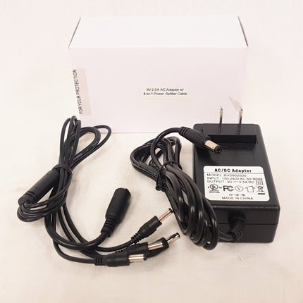NEW, 9V 2.5A AC Adapter With 4-in-1 Power Splitter Cable