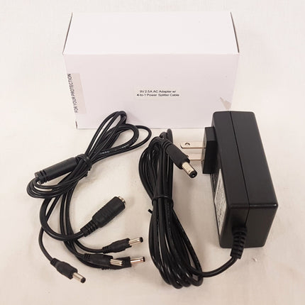 NEW, 9V 2.5A AC Adapter With 4-in-1 Power Splitter Cable