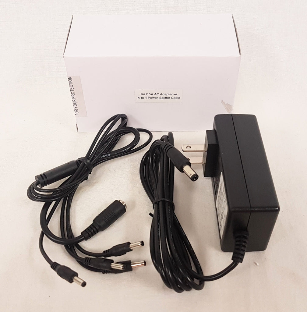 NEW, 9V 2.5A AC Adapter With 4-in-1 Power Splitter Cable