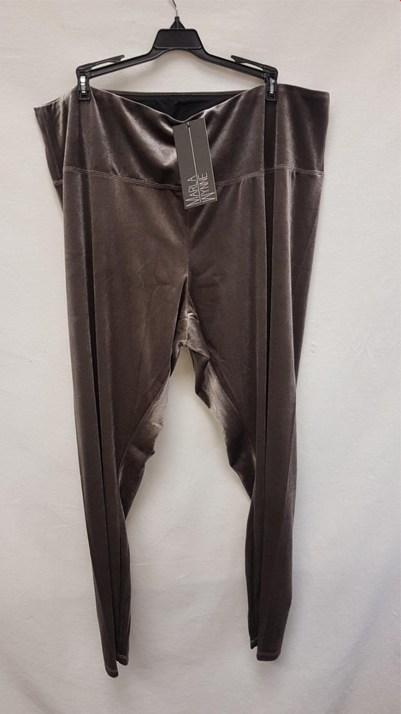 New Marla Mynne Brown High Rise Stretch Velvet Legging  2X