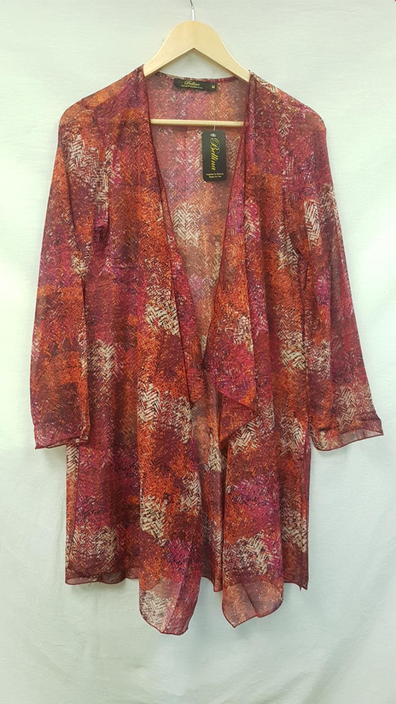 New Bellina Printed Long Sleeve Chiffon Duster M