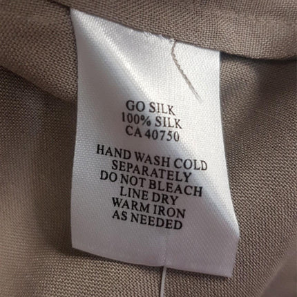 New GO Silk Long Sleeve with V-Neck Design Brown L