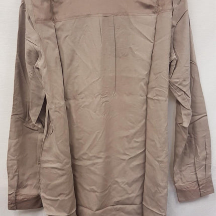 New GO Silk Long Sleeve with V-Neck Design Brown L