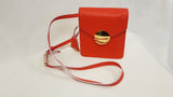 New Isaac Mizhari Whitney Lamb Leather Crossbody w/Circle Handbag Purse-PoppyRed