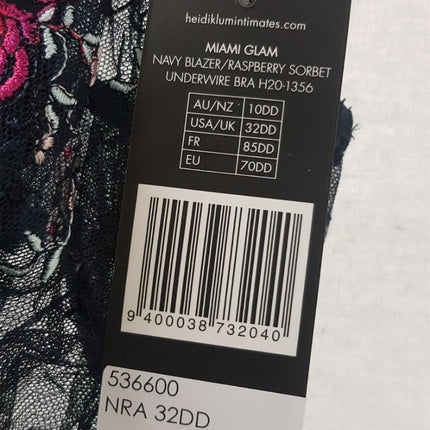 New Heidi Klum, Miam Glam, Raspberry Sorbet Underwire Bra Size 32DD/EU70DD