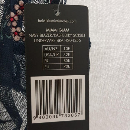 New Heidi Klum,Miami Glum Raspberry Sorbet Underwire Bra Size 32E/ EU70E