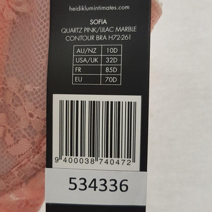 New Heidi Klum, Sofia Quartz Pink/Lilac Marble Contour Bra Size 32D/70D