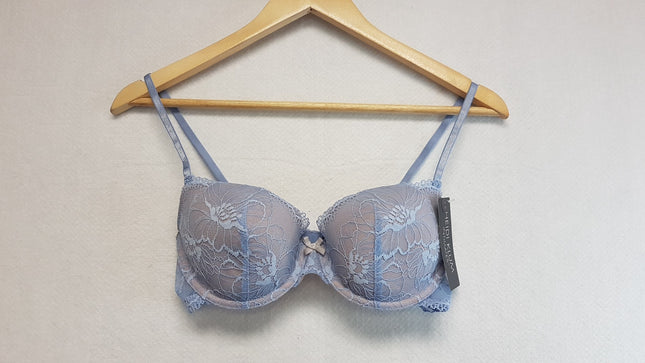 New Heidi Klum, Floral Lace Light Blue Underwire Bra US36B/EU80B