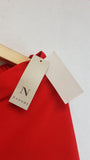 New N NATORI, Textured Crepe Gartered Straight Red Pant XS