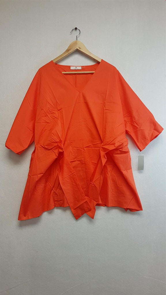 New N Natori, Solid Poplin Tie Waist Tunic Cayenne 1X