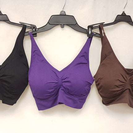 LOT OF 3 RHONDA SHEAR Women's #9199 Seamless Leisure Bras - Choose Color Pack