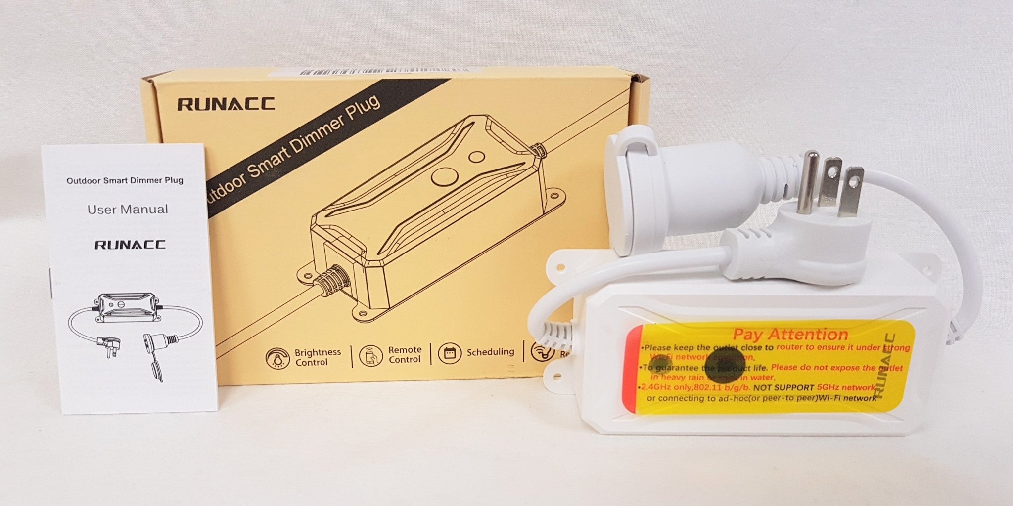 NEW, RUNACC #SOP07-US  Outdoor AC 120V 60Hz Smart Dimmer Plug