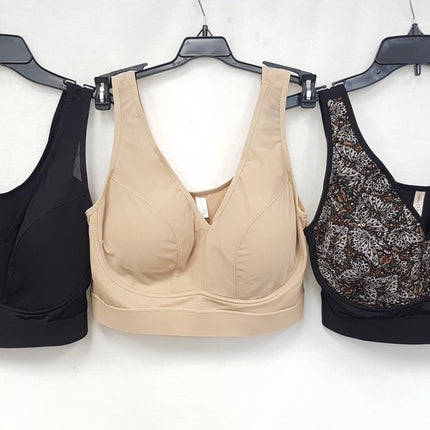 LOT OF 3 RHONDA SHEAR Women's #9406 Mesh Front Leisure Bra - CHOOSE COLOR PACK