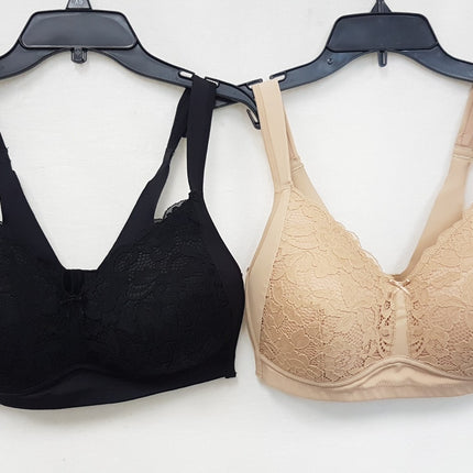LOT OF 2 RHONDA SHEAR Women's 9216 Molded Lace Detail Cup Bra -CHOOSE COLOR PACK
