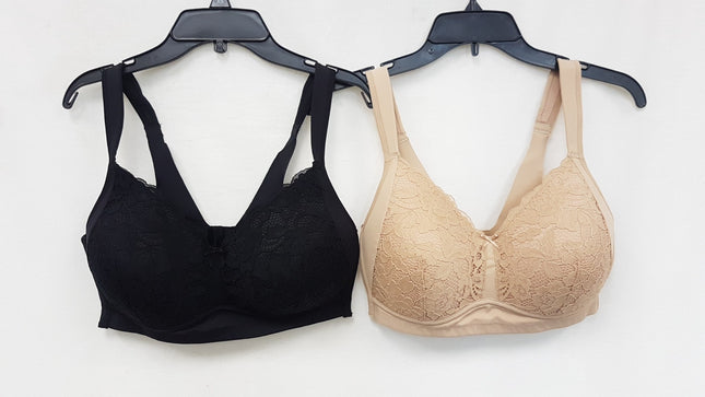LOT OF 2 RHONDA SHEAR Women's 9216 Molded Lace Detail Cup Bra -CHOOSE COLOR PACK