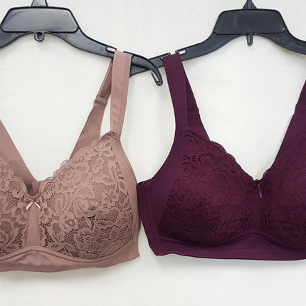 LOT OF 2 RHONDA SHEAR Women's 9216 Molded Lace Detail Cup Bra -CHOOSE COLOR PACK