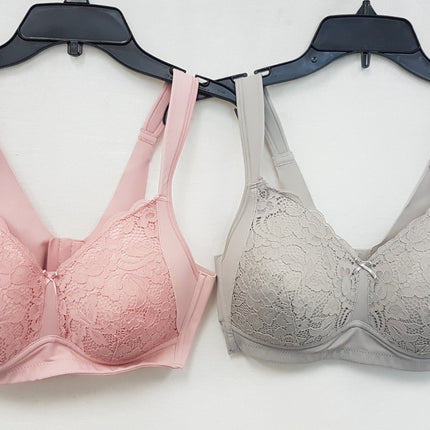 LOT OF 2 RHONDA SHEAR Women's 9216 Molded Lace Detail Cup Bra -CHOOSE COLOR PACK