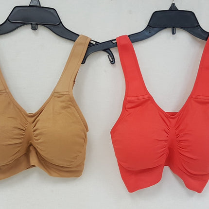 RHONDA SHEAR Women's 9198 Padded Strap Seamless Bra - CHOOSE COLOR PACK 2-BRAS