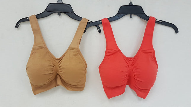 RHONDA SHEAR Women's 9198 Padded Strap Seamless Bra - CHOOSE COLOR PACK 2-BRAS