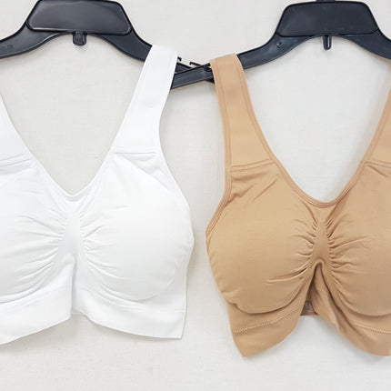 RHONDA SHEAR Women's 9198 Padded Strap Seamless Bra - CHOOSE COLOR PACK 2-BRAS