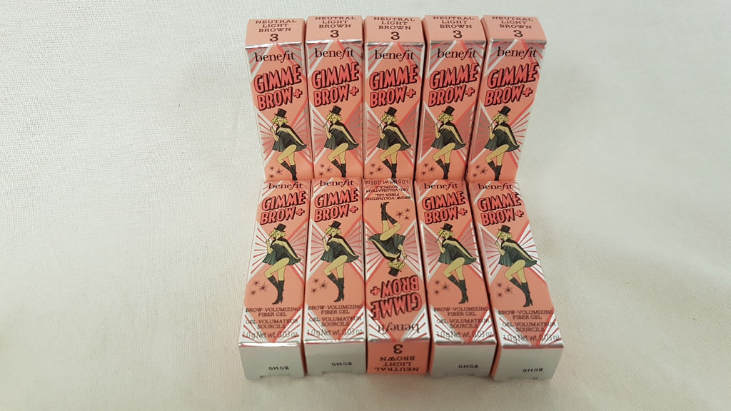 LOT OF 10 NEW, BENEFIT #3 Gimme Brow+ Neutral Light Brown, 1.0g each