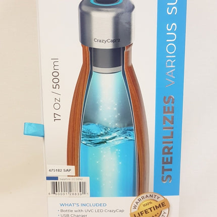 NEW, THE CRAZY CAP 2 Self-Cleaning + Water Purification 500ml - CHOOSE COLOUR MSRP $139.95