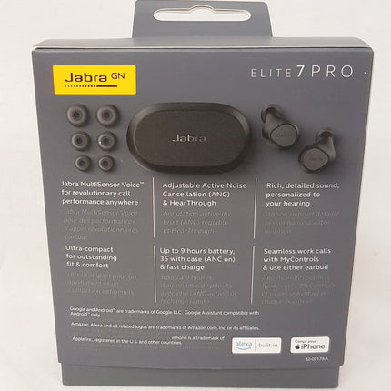 Jabra Elite 7 Pro True Wireless Noise Canceling In-Ear Earbuds -Titanium Black LIKE NEW