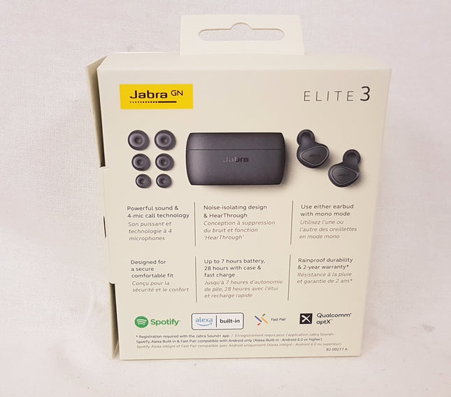 Jabra Elite 3 in Ear Wireless Bluetooth Earbuds Dark Grey LIKE NEW