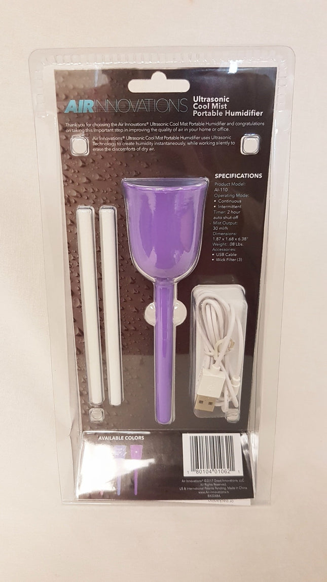 NEW, AIR INNOVATION AI-110 Tulip Personal Ultrasonic Cool Mist Travel Humidifier