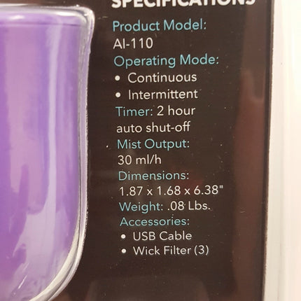 NEW, AIR INNOVATION AI-110 Tulip Personal Ultrasonic Cool Mist Travel Humidifier