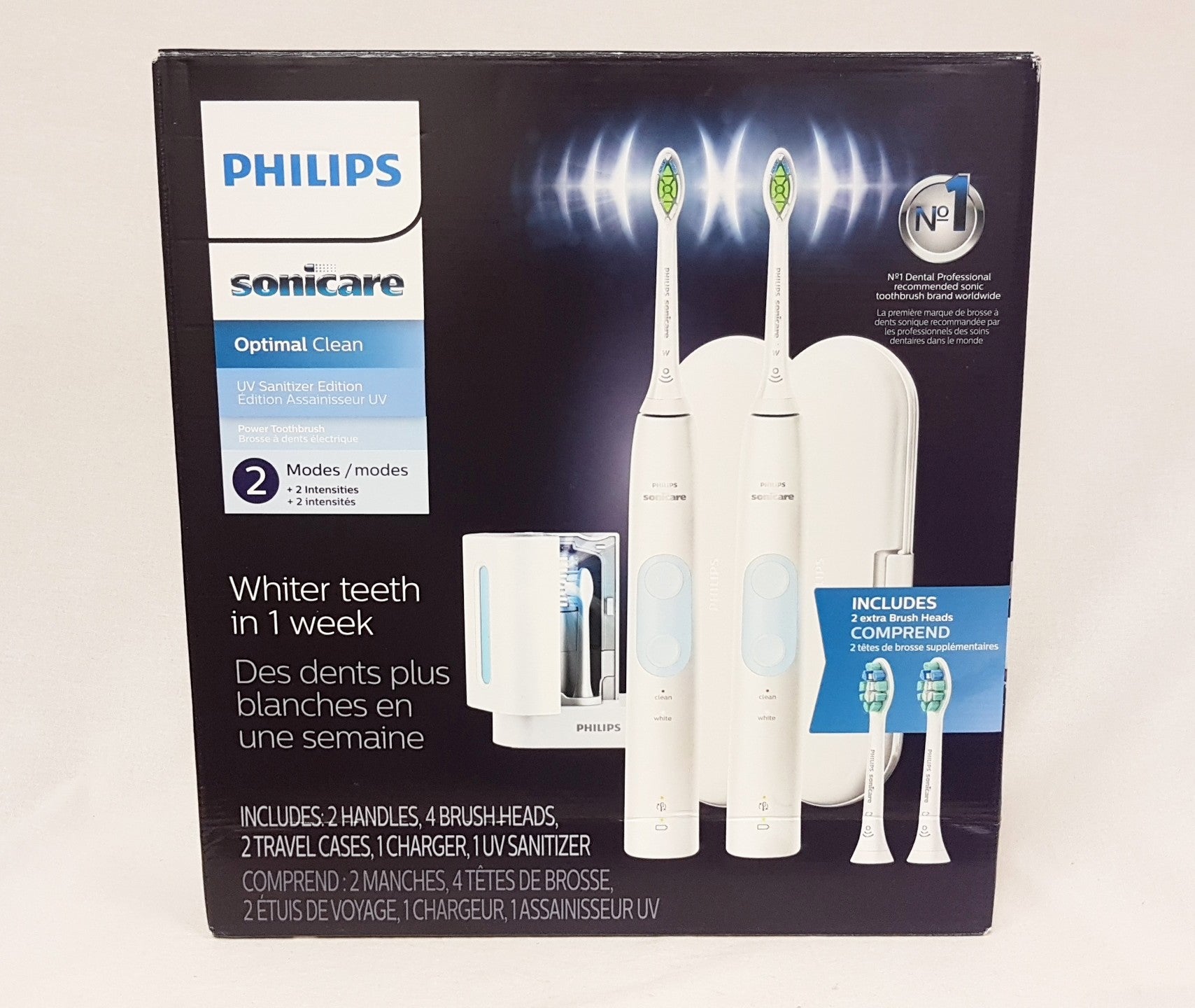 PHILIPS SONICARE Optimal Clean UV Sanitizer Power Toothbrush HX6829/73 NEW OPEN BOX