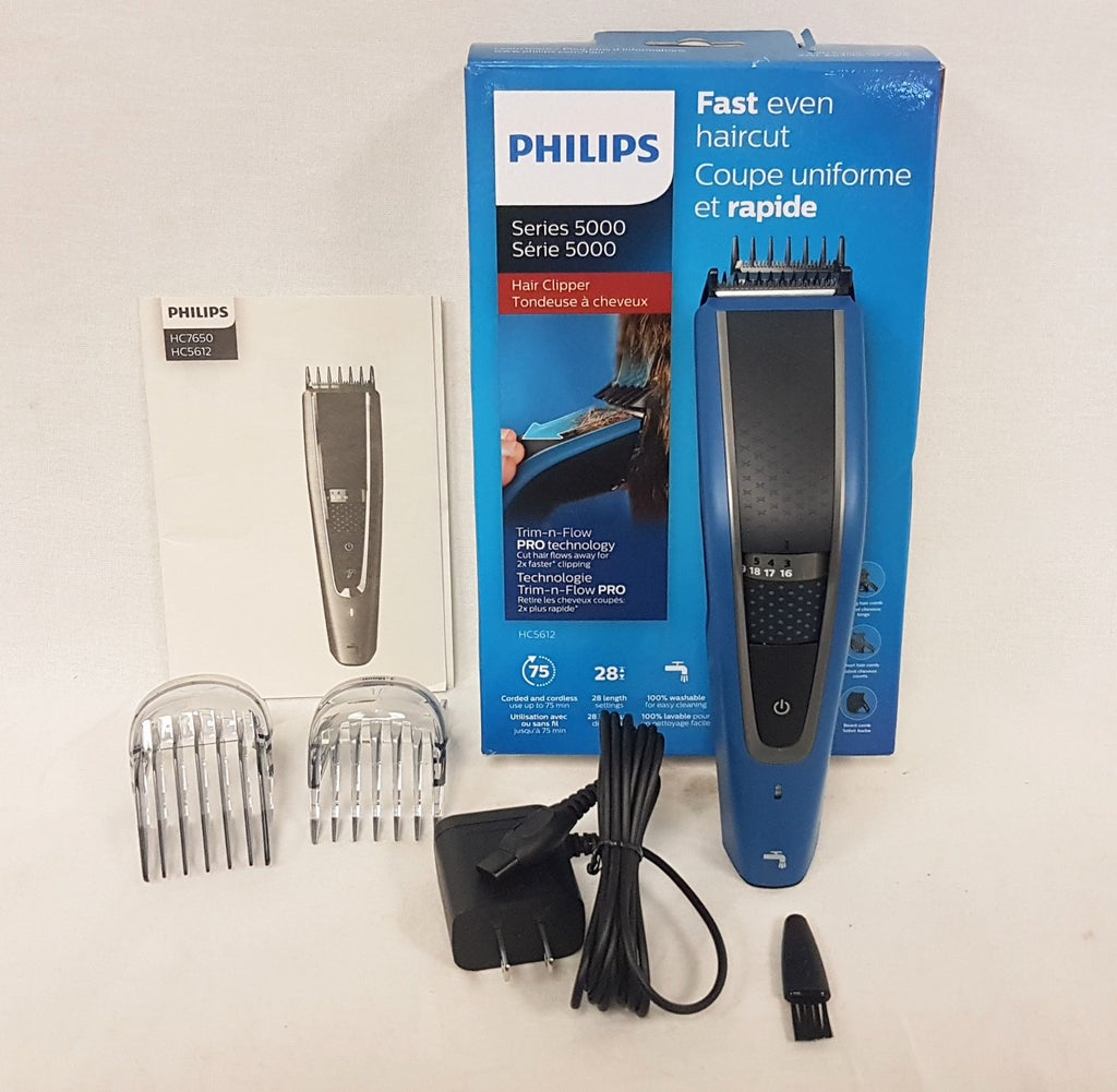 PHILIPS Series 5000 Hair Clipper with Trim-n-Flow PRO, HC5612/15 - BLUE/BLACK LIKE NEW
