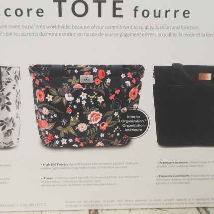NEW, JuJuBe Encore Tote Diaper Bag, 18FF03X BLACK ROSE