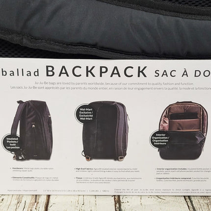 NEW, JuJuBe Multifunction Ballad Backpack Diaper Bag, Black Rose 18BP05R