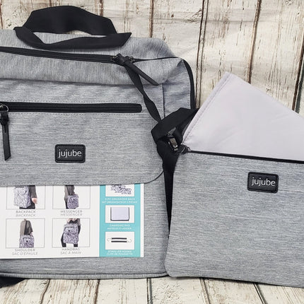 NEW, JuJuBe 4-in-1 Core Convertible Diaper Bag Glacier Gray, JB21430