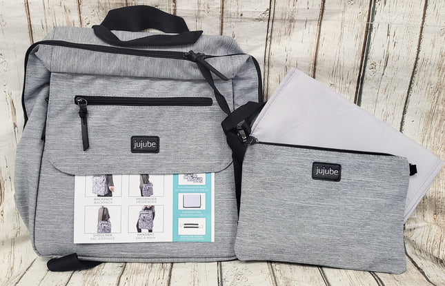 NEW, JuJuBe 4-in-1 Core Convertible Diaper Bag Glacier Gray, JB21430