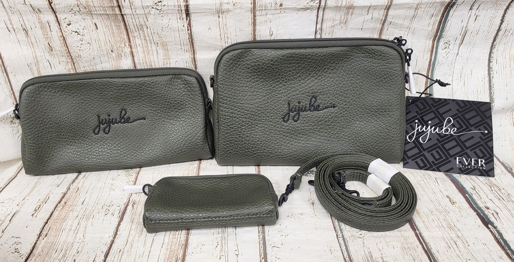 NEW, JuJuBe Unisex Vegan Leather 3 Baglets Set, Olive 18LA01LO