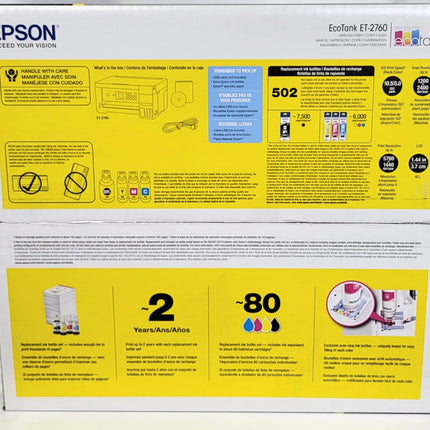 NEW, EPSON EcoTank ET-2760 Wireless Color Inkjet All-In-One