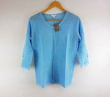 NEW J Jill Lightweight Open Stitch Kimono Style Sweater, BLUE SKY - SIZE LARGE