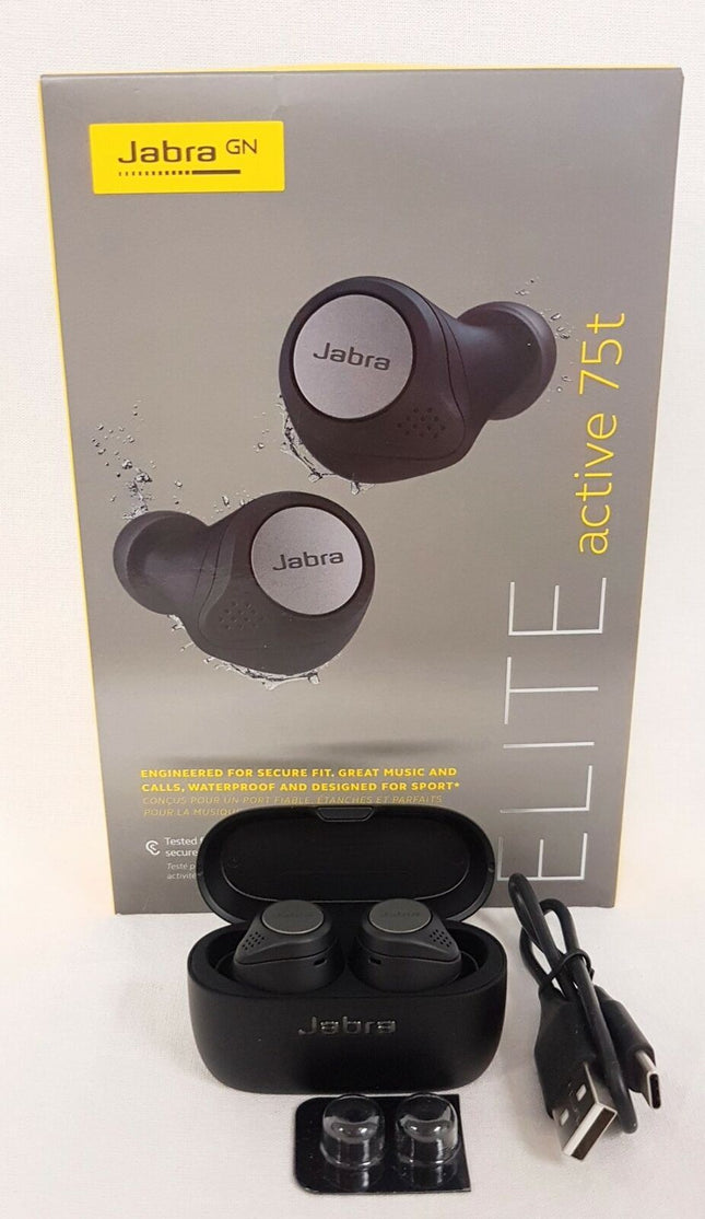 Jabra ELITE active 75t True Wireless Earbuds - Titanium Black LIKE NEW