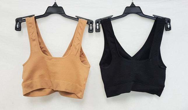 LOT OF 2 Rhonda Shear #9201 Jacquard Ahh Bra with Removable Pads, TAN/BLACK