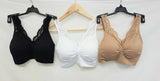 LOT OF 3 Rhonda Shear #9341 Ahh Bra with Lace & Removable Pads, BLACK/WHITE/NUDE