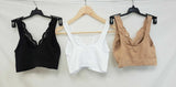 LOT OF 3 Rhonda Shear #9341 Ahh Bra with Lace & Removable Pads, BLACK/WHITE/NUDE