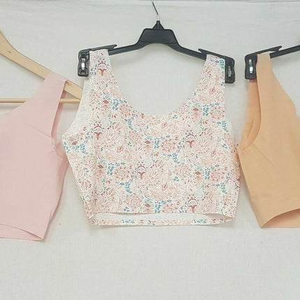 LOT OF 3 Rhonda Shear Women's #9602 Invisible Body Bra, PINK/PAISLEY/NUDE