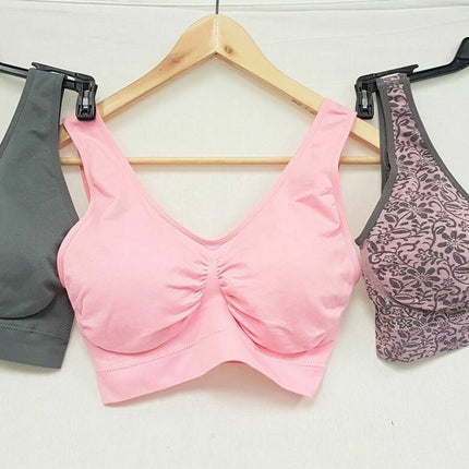 3X Rhonda Shear 9202 Jacquard Ahh Bra w Removable Pads, DARK GREY PINK/GREY/PINK